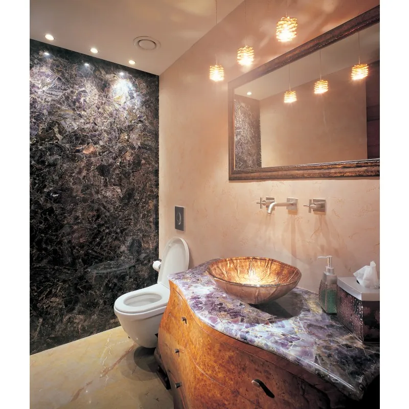 Amethyst stone powder room vanity