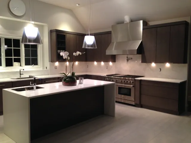 Modern kitchen with quartz island